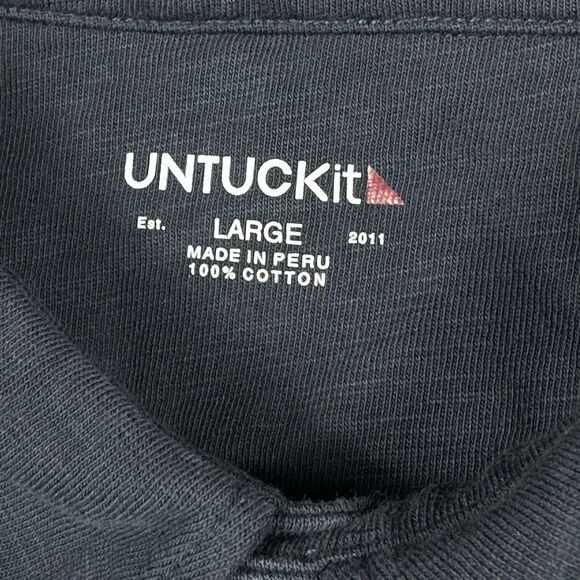 UNTUCKIT Lester Long Sleeve Button Up Front Pocket Cotton Blue Size Large - Picture 5 of 13